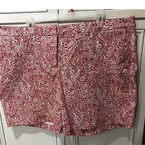 Boden Red Geometric Stretch Cotton Chino Shorts
